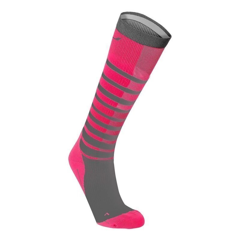 2XU Striped Run Compression Socks XL CHERRY PINK/GREY