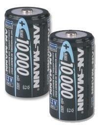 Ansmann D-akku 10 000 mAh 2 kpl