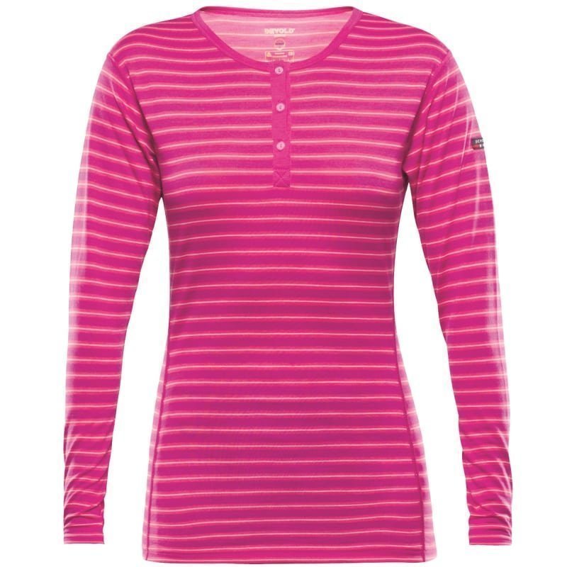 Devold Breeze Women's Button Shirt L FUCHSIASTRIPES