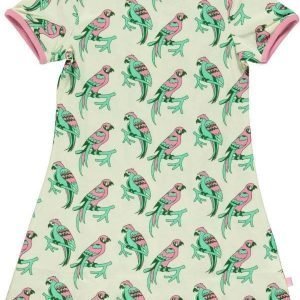 Småfolk Parrots Dress SS Luonnonvalkoinen 4-5