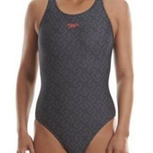 Speedo Monogram Allover Muscleback naisten uimapuku musta/harmaa