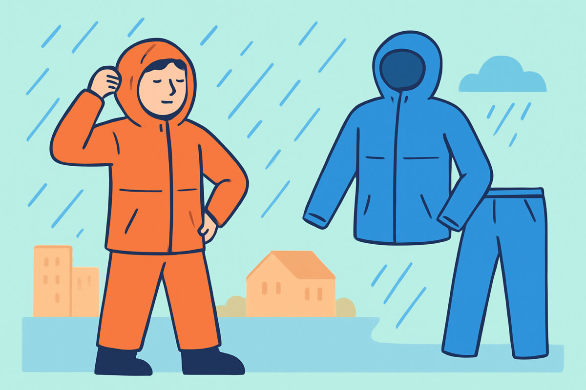Sadetakki ja sadehousut – kalvot, hengittävyys ja saumat